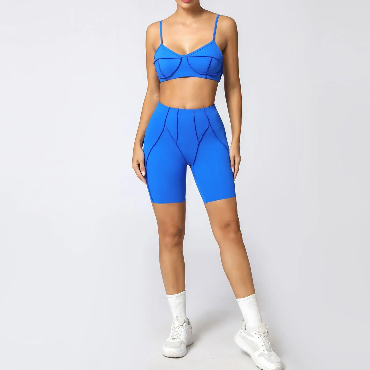 2-Piece Yoga Set – Open Back Sports Bra &amp; High Waist Shorts