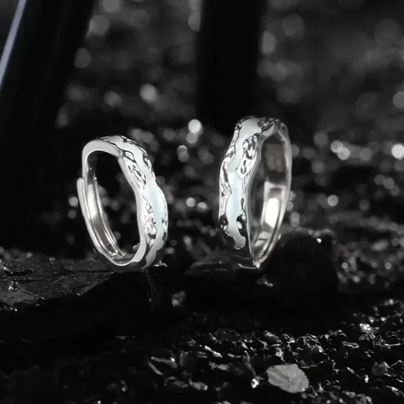 New Enamel Luminous Adjustable Finger Ring Vintage Luxury Love Couples Rings Glow In Dark Y2K Jewelry Valentine&