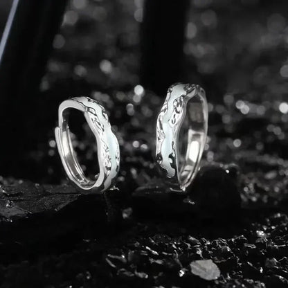 New Enamel Luminous Adjustable Finger Ring Vintage Luxury Love Couples Rings Glow In Dark Y2K Jewelry Valentine&