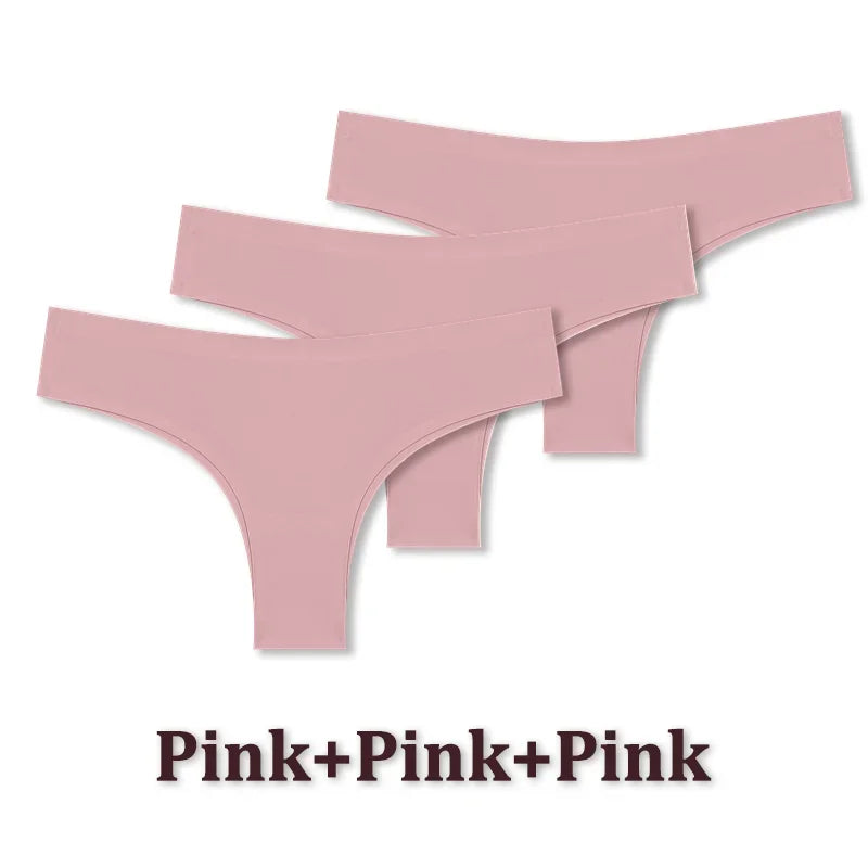3-Piece Seamless Brazilian Panties Set – Ultra-Thin Ice Silk Underwear