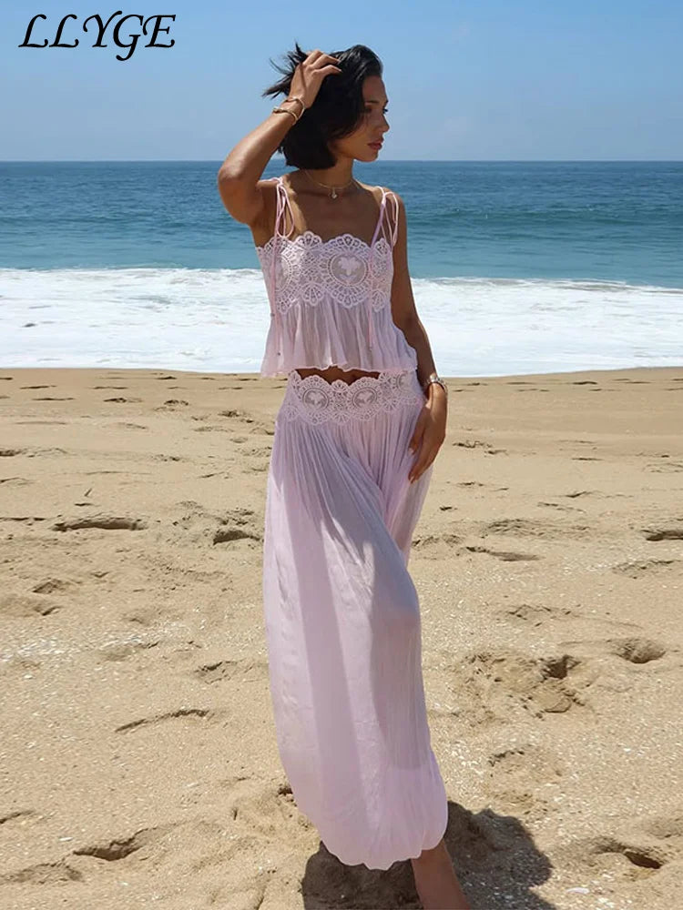 Beach Floral Lace Hollow Out Women&