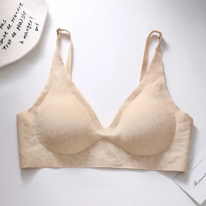 No-Show Seamless Bras For Women Non-wire V-neck Bralette Leopard Print Removable Pads Sports Underwear Sexy Lingerie S-5XL