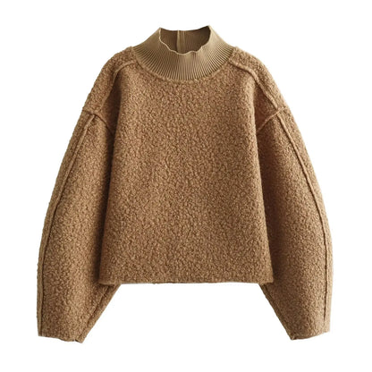 Foridol Turtleneck Fluffy Hoodie for Women Autumn Casual Loose Pullovers Female Basic Fashion Winter Women&
