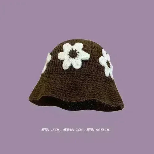 Handmade Knitted Bucket Hat - Cotton Boho Print - All-Season Stretchy Fit