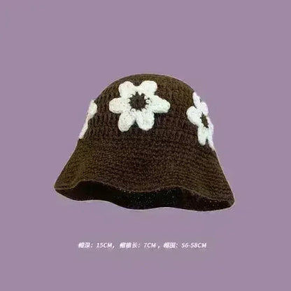 Handmade Knitted Bucket Hat - Cotton Boho Print - All-Season Stretchy Fit