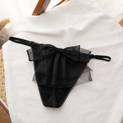 Bowknot Lace Sexy Girls Briefs Women Panties Seamless G String Transparent Thong Underwear Low Waist Female Lingerie