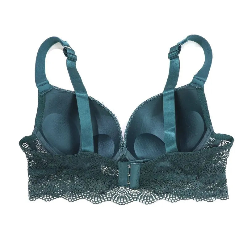 Beauwear Elegant Rhinestone Straps Scallop Trim Bra for women Contrast Lace Push Up Bras 80B 85B 90B 95B-137