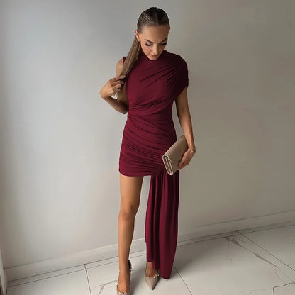 Irregular Pleated Mini Dress | Tassel Hem Streetwear Dress - Femstylo
