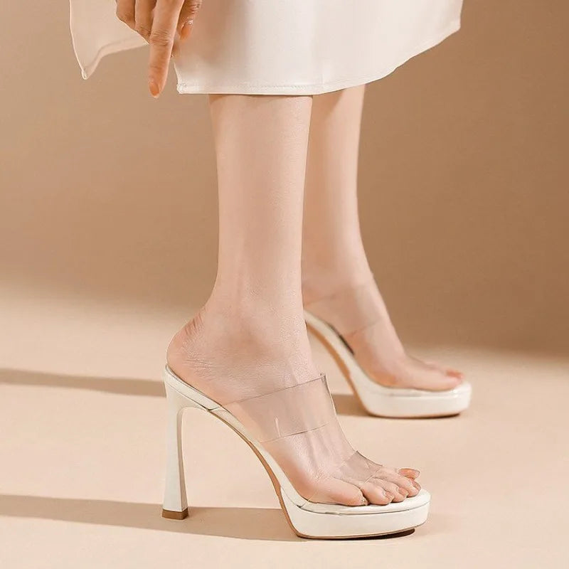 Transparent Crystal High Heel Sandals Women&