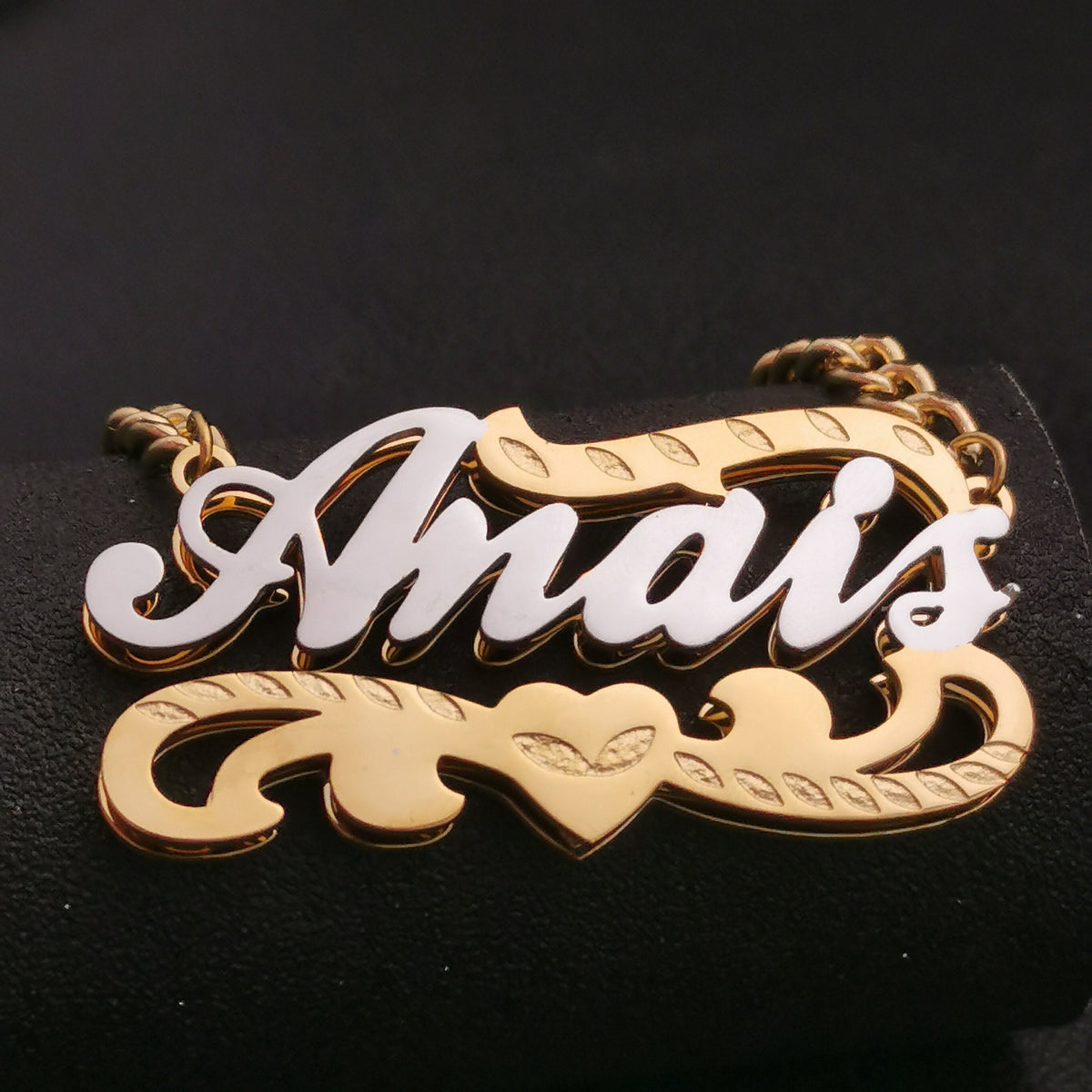 3D Double Plate Custom Nameplate Necklace Gold Plate Pendant Personalized Name Necklace