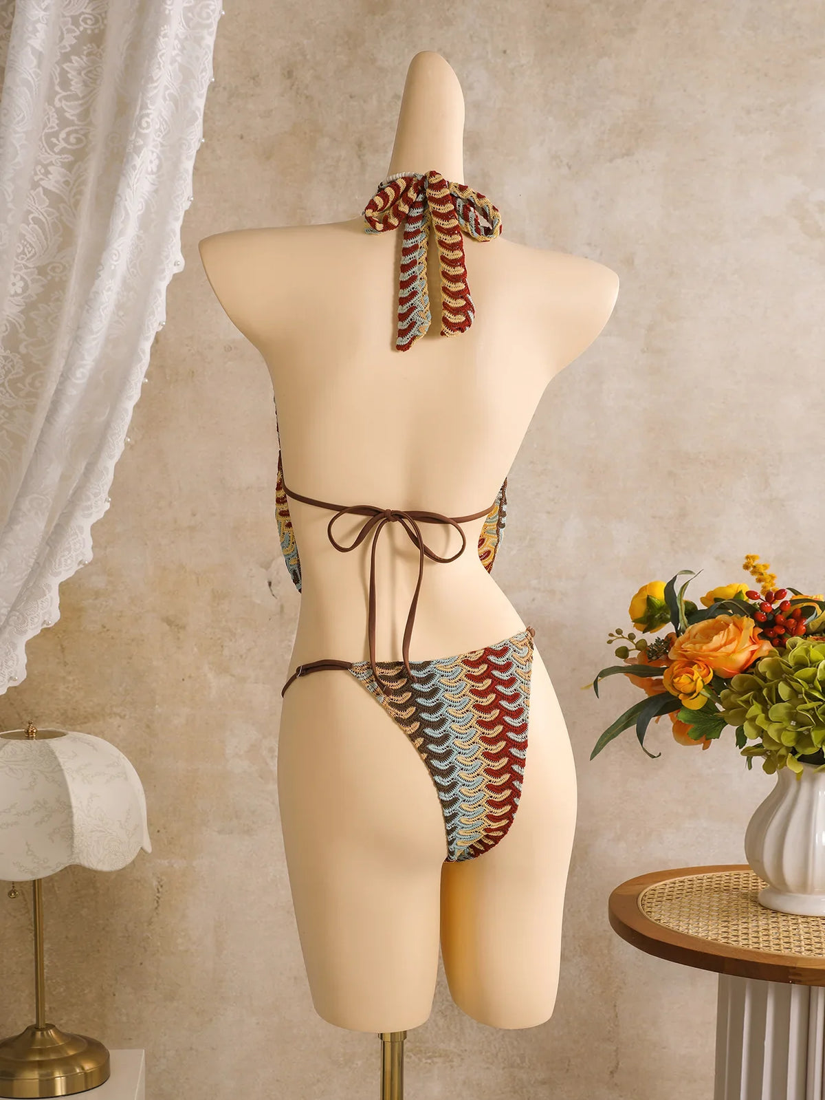 Sexy Coffee Striped Bikini Set 2026 Women Cover Up+Long Skirt 4 Piece Swimsuit Summer Bathing Suit Holiday Swimwear Biquini