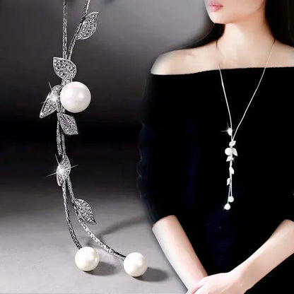 New Arrival Long Necklaces for Women 2024 Fashion Gray Crystal Choker Collier Femme Statement Necklaces &amp; Pendants Accessories