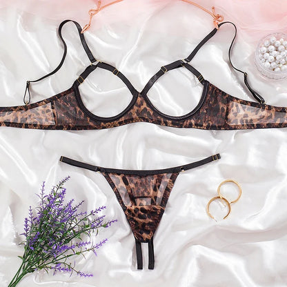 Sexy Lingerie 2 Pieces Hollow Bra and Panty Set Women&