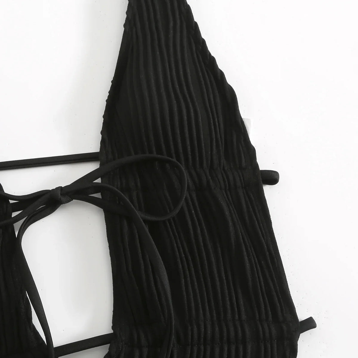 2026 New Deep V One Piece Black Swimsuit Halter Solid Color Women&