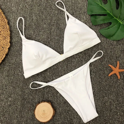 DEKA Women Sexy Solid Mini Micro Bikini Set Push-up padded Bra Thong Split Swimwear Female Bandage Bathing Suit Lacing Swimsuit
