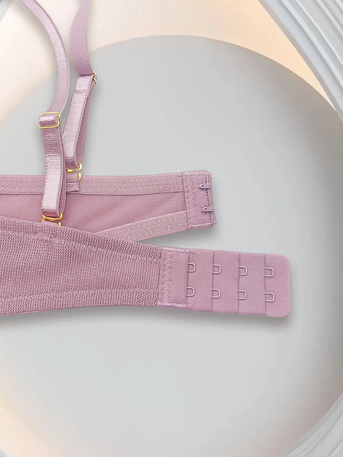 Purple deep V gather top bra women&