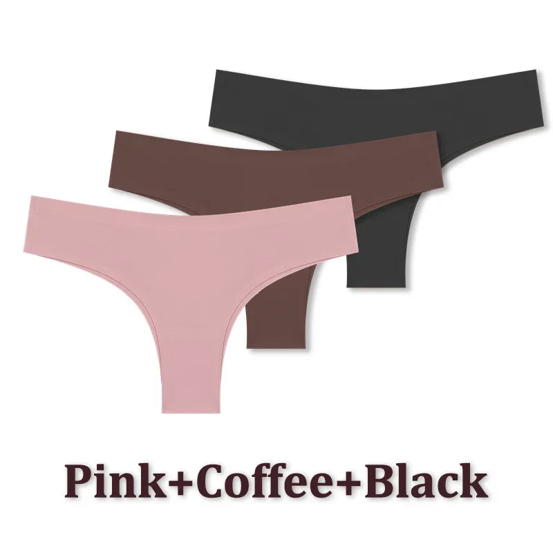 3-Piece Seamless Brazilian Panties Set – Ultra-Thin Ice Silk Underwear