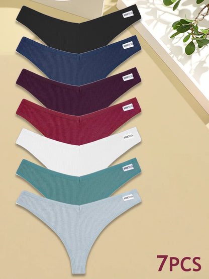7-Piece Cotton G-String Panty Set for Women – Soft, Breathable Everyday Underwear