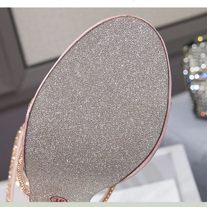 2026 Brand New Summer Sexy 10cm High Stiletto Heels Sandals for Women Wedding Rhinestones Ankle Wrap Party Shoes Big Size 42