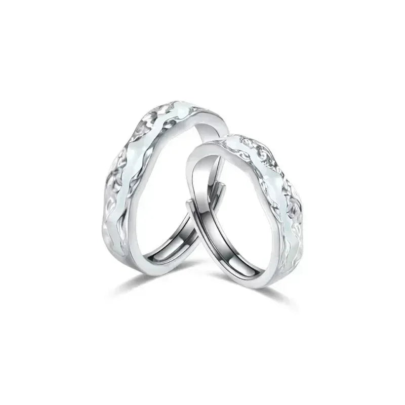 New Enamel Luminous Adjustable Finger Ring Vintage Luxury Love Couples Rings Glow In Dark Y2K Jewelry Valentine&