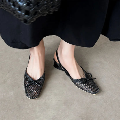 Woven Bow Back Strap Design Sandals Women&