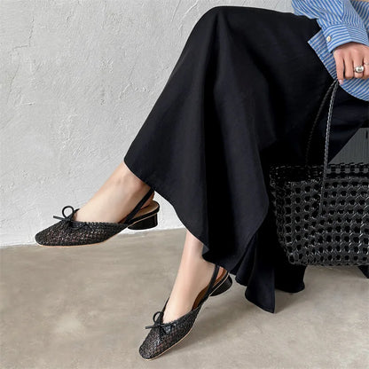 Woven Bow Back Strap Design Sandals Women&