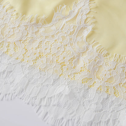 Women Solid Color Satin Long Skirs Elegant Low Waist Lace Patchwork Flowy Summer Skirt for Casual