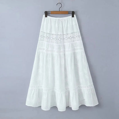 Lace Skirt Set Dress Summer Women Beach Holiday Sexy Cotton Matching Set Outfits Spring White 2 Pcs Vestidos Female Set 2025