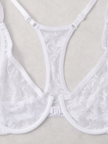 3-Piece Plus Size Lingerie With Lace Front Buttons For Women Brassiere  Adjustable Underwear Comfort And Breathability Bra