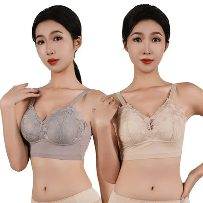 Hot Full Cup Thin Underwear Small Bra Plus Size Wireless Adjustable Lace Women&