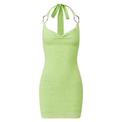 Women Bodycon Dress Dress Sequined Knitted Halter Mini  Desses Party Club Sparkly Sexy Streetwear Female Slim Fit Backless Dress