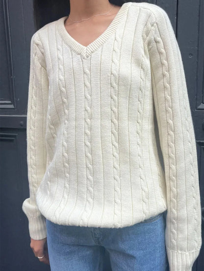 Phantasy Retro Solid Color Sweater Winter Women&