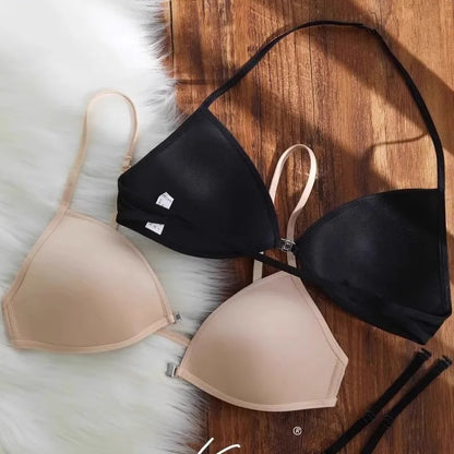 Sexy French Triangle Bra No Underwire Push-Up Front Button Beauty Back Women&