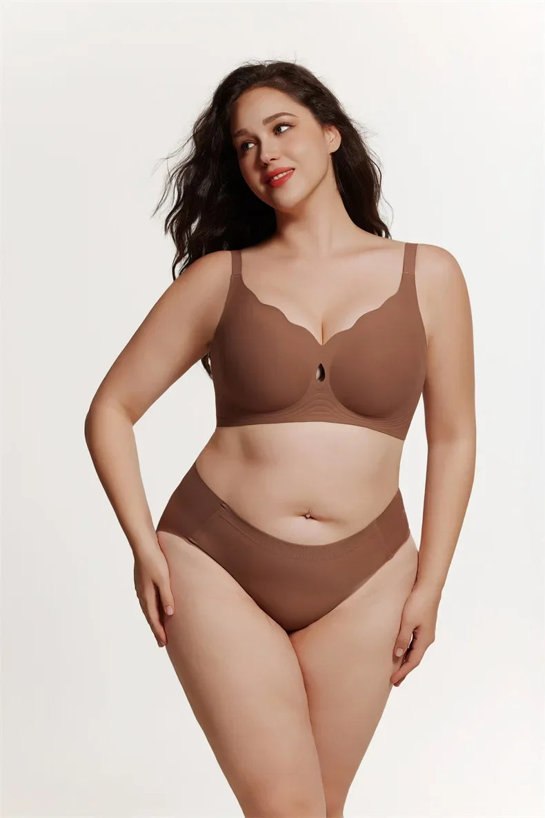 Wireless Comfortable Bra Large Cup Seamless Anti-Sagging Back Smoothing Underwear Soft Women&