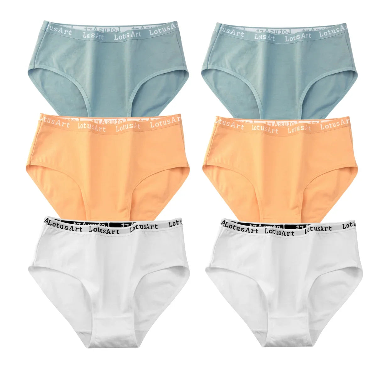 6Pcs/Set Women High Waist Cotton Briefs Letter Print Wide Waistband Panties Solid Color Full Coverage Hip Lifting Lingerie M-2XL