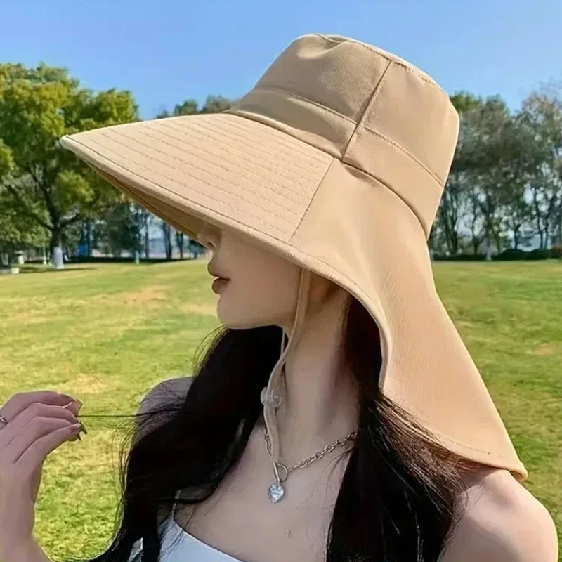 New summer ponytail hat with large brim sun visor women&