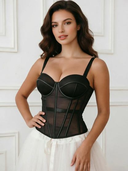 European and American Retro Fishbone Shapewear Corset for Women, Slim-Fit Camisole, Sexy Outerwear Top