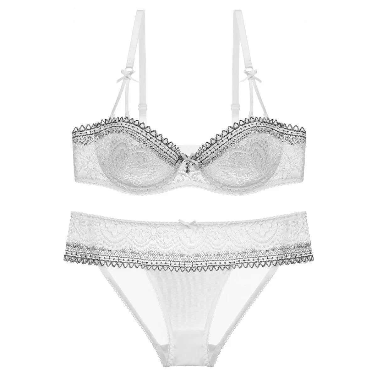 JYF Brand French Luxury Sexy Lace Underwear Set 1/2 Cup Ultra Thin Bra Set Sexy Women Comfortable Lingerie Panties Sets