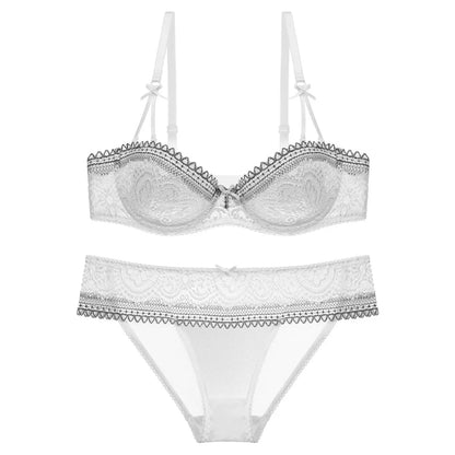 JYF Brand French Luxury Sexy Lace Underwear Set 1/2 Cup Ultra Thin Bra Set Sexy Women Comfortable Lingerie Panties Sets