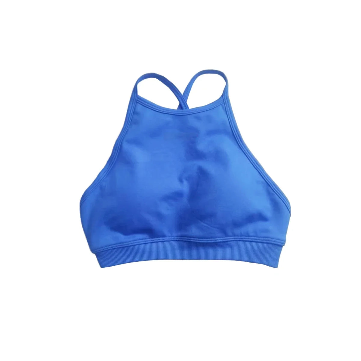 NCLAGEN Dynamic High Neck Backless Sports Bra Support Back Cross Fitness Underwear Push-up Gym Clothes Workout Sports Tank Top