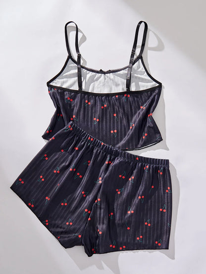 Ladies Sleepwear Set Strap Top And Short Pants Home Clothes Comfortable Soft Material Women&