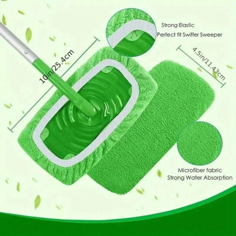 Eco-Friendly Mop Cover Set – 6-Pack Washable Flat Mop Pads for Dusting, Wet Mopping &amp; Pet Hair Pickup, Reusable Alternative to