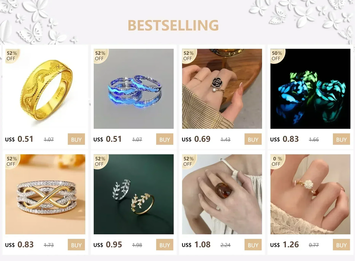 New Enamel Luminous Adjustable Finger Ring Vintage Luxury Love Couples Rings Glow In Dark Y2K Jewelry Valentine&