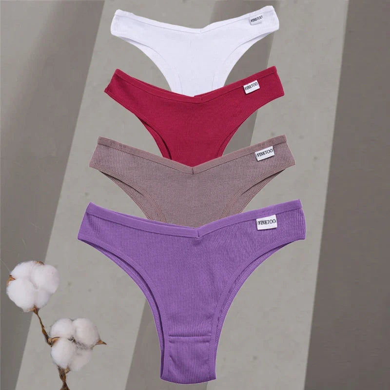 Premium Cotton Brazilian Panties – 4-Piece Set for Women