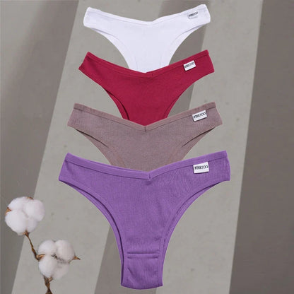 Premium Cotton Brazilian Panties – 4-Piece Set for Women