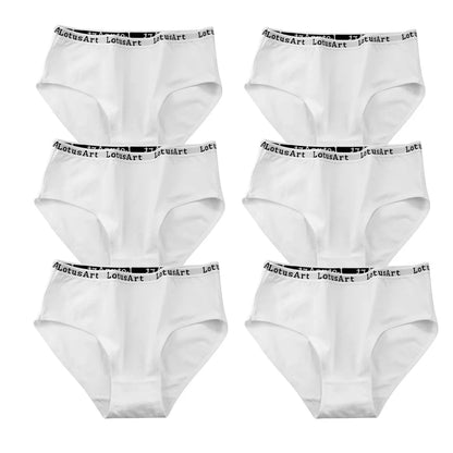 6Pcs/Set Women High Waist Cotton Briefs Letter Print Wide Waistband Panties Solid Color Full Coverage Hip Lifting Lingerie M-2XL