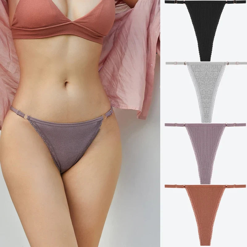 Comfortable Cotton Lace G-String Panties for Women