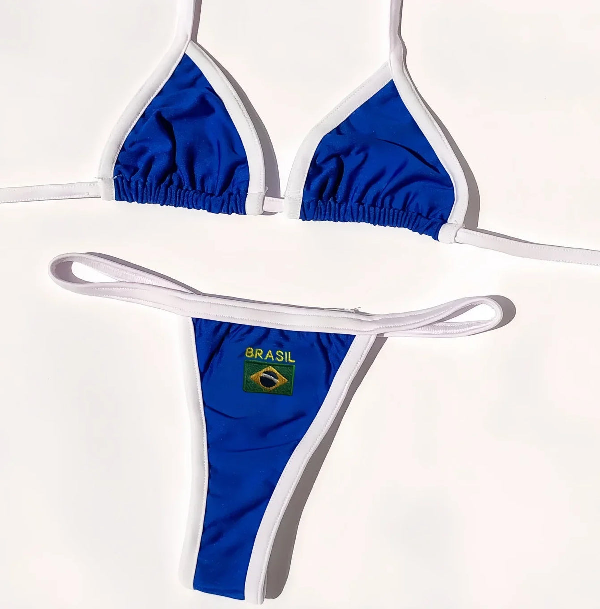 Solid color sexy embroidered Brazilian flag bikini set, women&