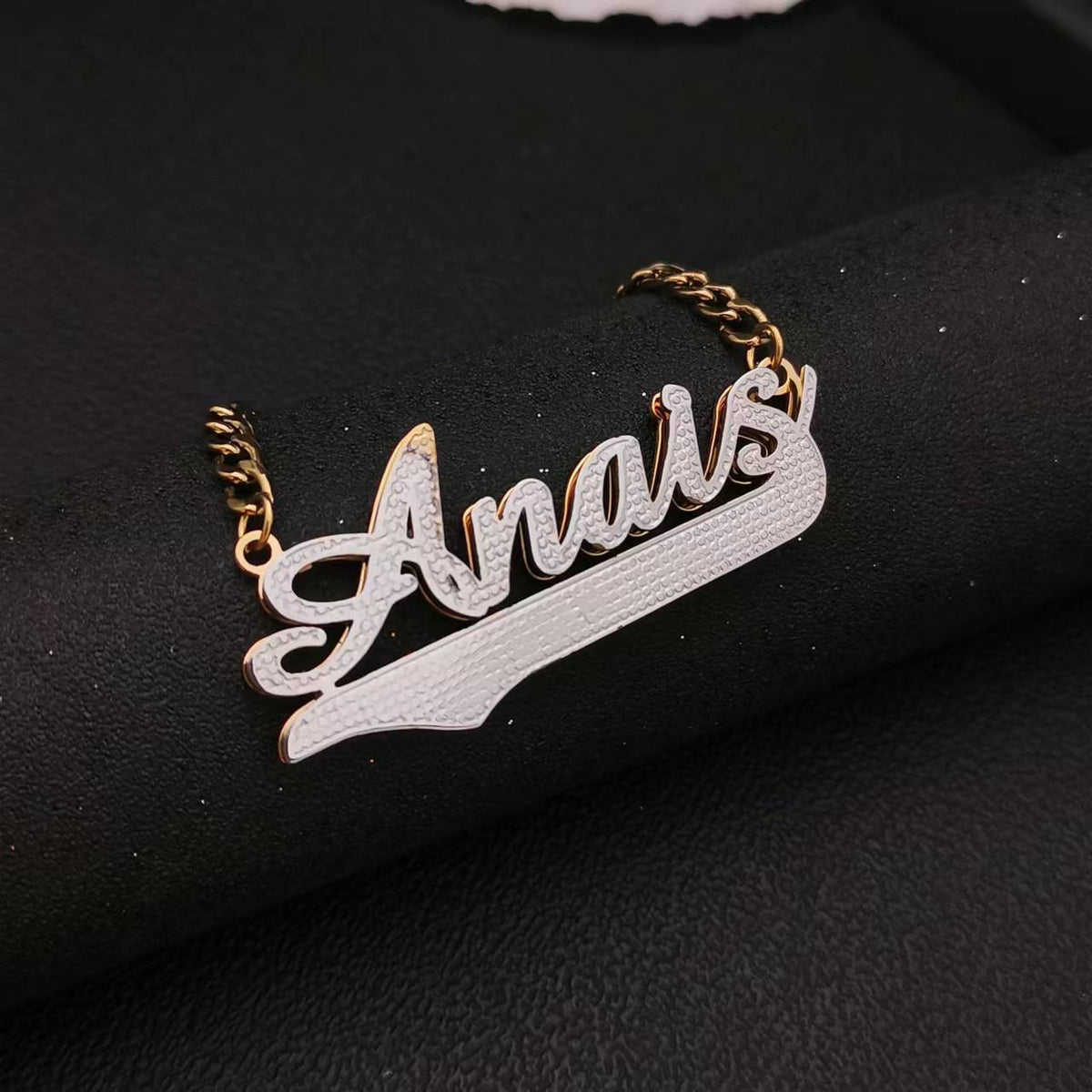 3D Double Plate Custom Nameplate Necklace Gold Plate Pendant Personalized Name Necklace