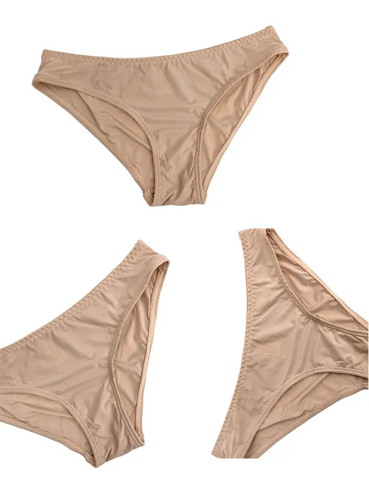 Simple, Smooth, Seamless, Solid Color, Mid-Low Waist Briefs for Women, Summer Ice Silk Women&